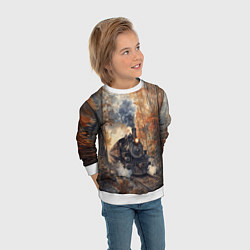 Свитшот детский Паровоз в осеннем лесу, цвет: 3D-белый — фото 2