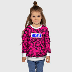 Свитшот детский Nirvana pink logo, цвет: 3D-белый — фото 2