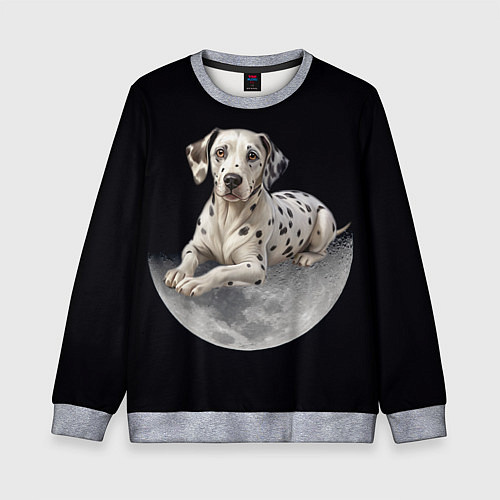 Детский свитшот Далматин и луна / 3D-Меланж – фото 1