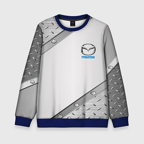 Детский свитшот Mazda текстура метал / 3D-Синий – фото 1