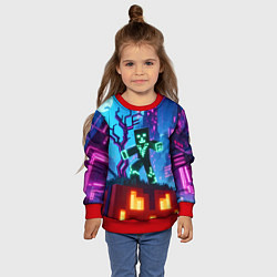 Свитшот детский Minecraft and halloween - neon glow, цвет: 3D-красный — фото 2