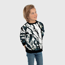 Свитшот детский Абстрактная текстура мрамор белый с тёмно-синим, цвет: 3D-черный — фото 2