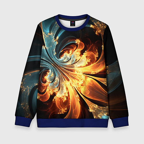 Детский свитшот Абстрактный фрактал / 3D-Синий – фото 1