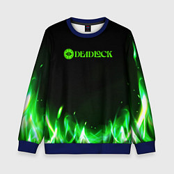 Свитшот детский Deadlock logo зеленый огонь, цвет: 3D-синий