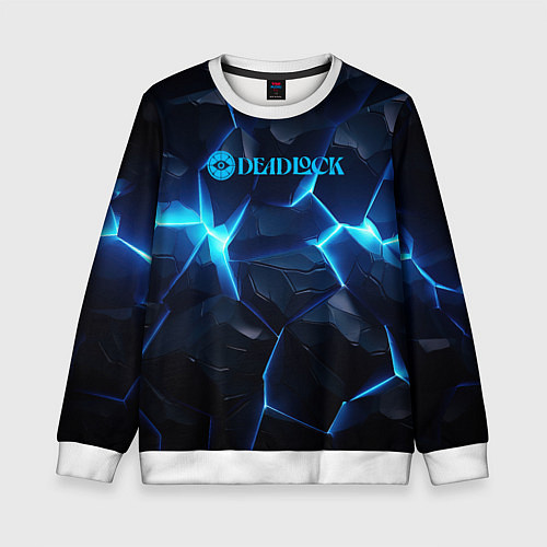 Детский свитшот Deadlock logo синий лого / 3D-Белый – фото 1