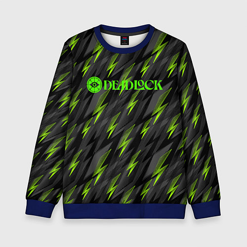 Детский свитшот Deadlock зеленые молнии / 3D-Синий – фото 1
