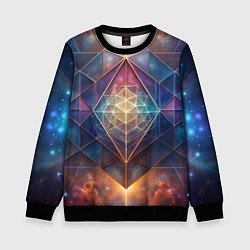 Свитшот детский Космическая геометрическая абстракция, цвет: 3D-черный