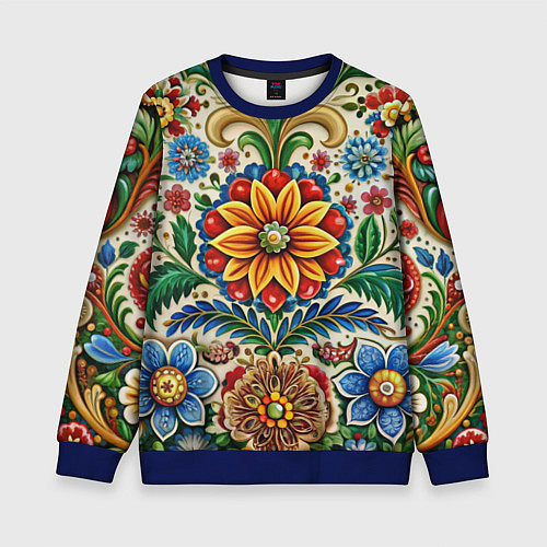 Детский свитшот Русские классические узоры и орнамент / 3D-Синий – фото 1