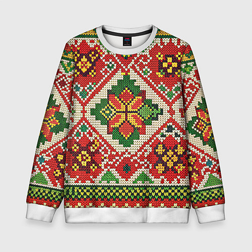 Детский свитшот Классические русские узоры и орнамент / 3D-Белый – фото 1