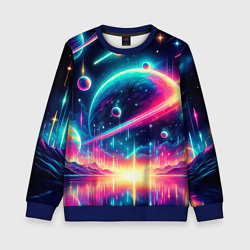 Детский свитшот Неоновый космос - нейроарт / 3D-Синий – фото 1