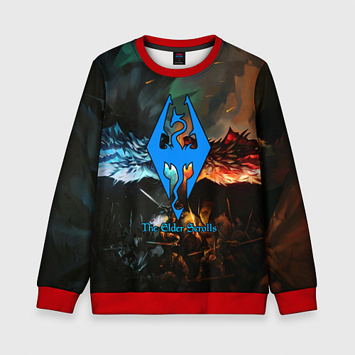 Детский свитшот Skyrim драконы / 3D-Красный – фото 1