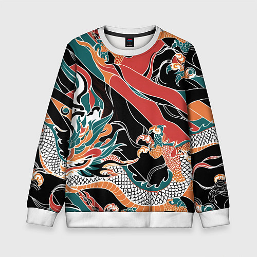 Детский свитшот Дракон контрасты / 3D-Белый – фото 1