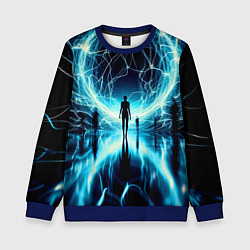 Детский свитшот Человек и неоновая планета - нейроарт