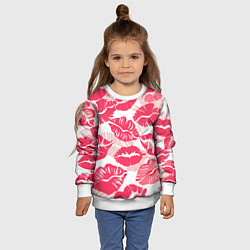 Свитшот детский Романтический отпечаток помады игривый макияж, цвет: 3D-белый — фото 2