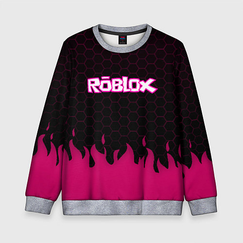 Детский свитшот Roblox fire pink / 3D-Меланж – фото 1