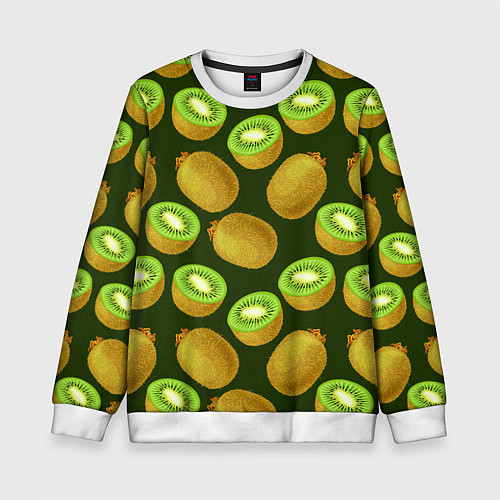 Детский свитшот Киви цветной паттерн / 3D-Белый – фото 1