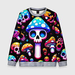 Детский свитшот Ice cream skull and fly agaric - ai art fantasy