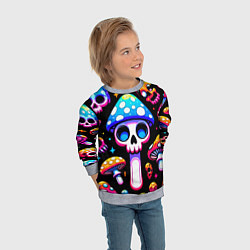 Свитшот детский Ice cream skull and fly agaric - ai art fantasy, цвет: 3D-меланж — фото 2