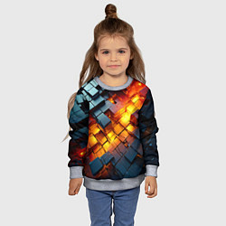Свитшот детский Трехмерные кубики с разрушением, цвет: 3D-меланж — фото 2