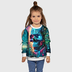 Свитшот детский Cool cyber skull - neon glow, цвет: 3D-белый — фото 2