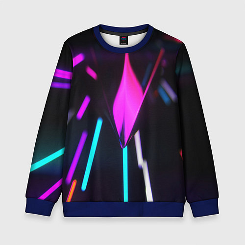 Детский свитшот Оптические лучи неон / 3D-Синий – фото 1