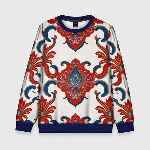 Детский свитшот Узор красно-синий на белом фоне / 3D-Синий – фото 1