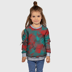 Свитшот детский Зелено-красный калейдоскоп, цвет: 3D-меланж — фото 2