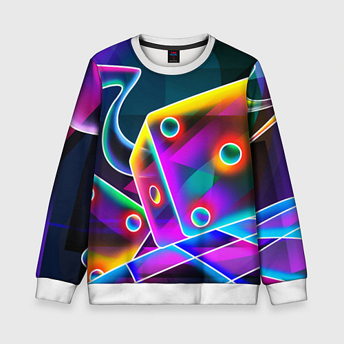 Детский свитшот Неоновая геометрия текстура / 3D-Белый – фото 1