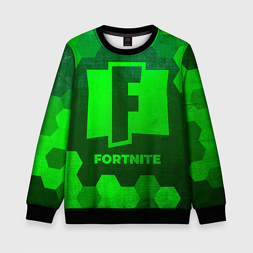 Детский свитшот Fortnite - green gradient / 3D-Черный – фото 1