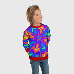 Свитшот детский Оптический узор красочная мозаика, цвет: 3D-красный — фото 2