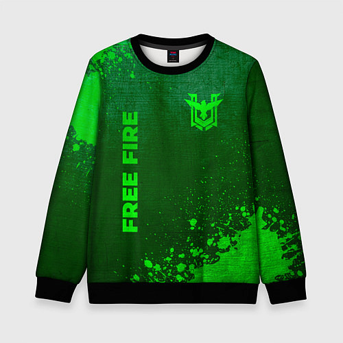 Детский свитшот Free Fire - green gradient вертикально / 3D-Черный – фото 1