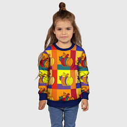 Свитшот детский Тыква разноцветная, цвет: 3D-синий — фото 2