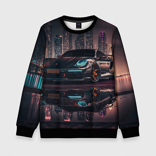 Детский свитшот Porshe night city / 3D-Черный – фото 1