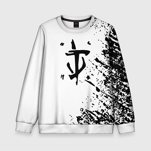 Детский свитшот Doom logo краски чёрные / 3D-Белый – фото 1