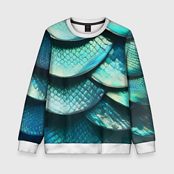 Свитшот детский Чешуя крупной рыбы, цвет: 3D-белый