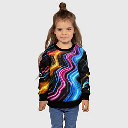 Свитшот детский Неоновые полосы - нейроарт, цвет: 3D-черный — фото 2