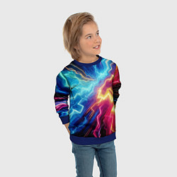 Свитшот детский Разряд неоновых молний - нейроарт, цвет: 3D-синий — фото 2