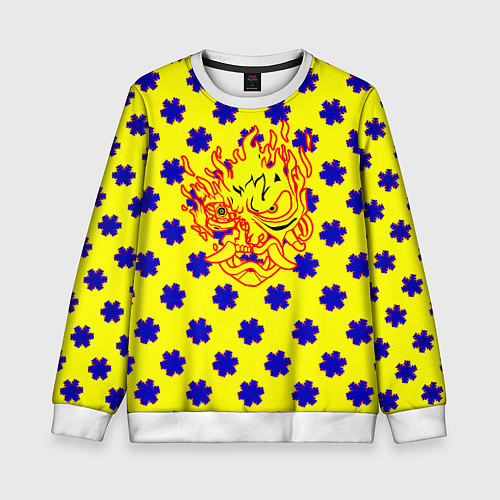 Детский свитшот Samurai fire logo steel / 3D-Белый – фото 1