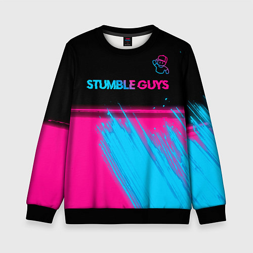 Детский свитшот Stumble Guys - neon gradient посередине / 3D-Черный – фото 1