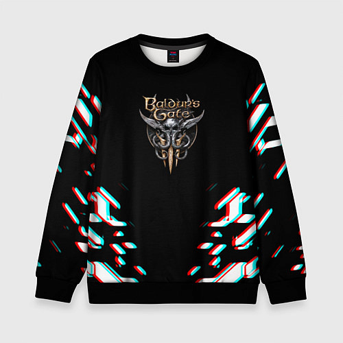Детский свитшот Baldurs Gate glitch geometry / 3D-Черный – фото 1