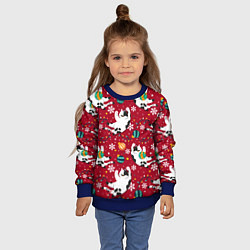 Свитшот детский Новогодний паттерн с котиками, цвет: 3D-синий — фото 2