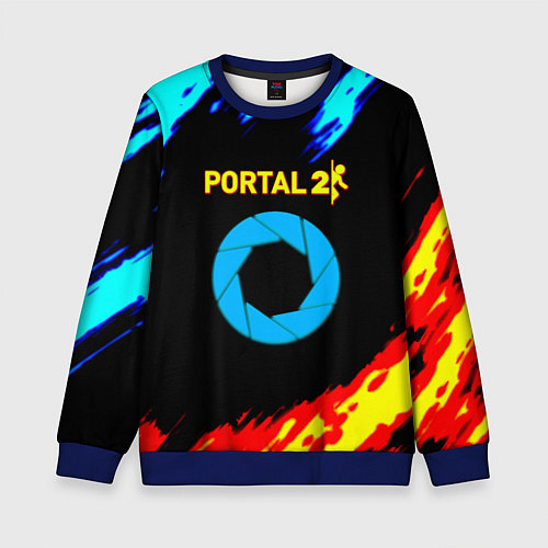 Детский свитшот Portal лёд и пламя / 3D-Синий – фото 1