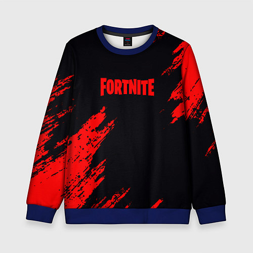 Детский свитшот Fortnite красные краски лого / 3D-Синий – фото 1