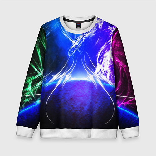 Детский свитшот Неоновый шторм текстура / 3D-Белый – фото 1