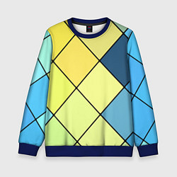Свитшот детский Геометрия линии клетка, цвет: 3D-синий