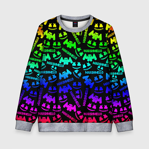 Детский свитшот Marshmello neon steel pattern / 3D-Меланж – фото 1