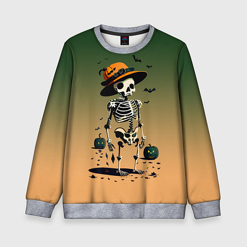 Детский свитшот Funny skeleton - ai art fantasy / 3D-Меланж – фото 1