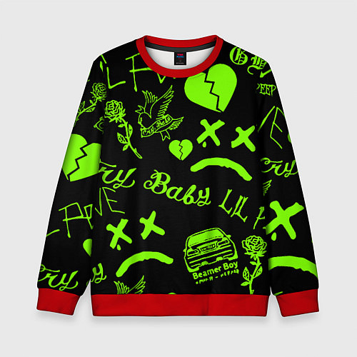 Детский свитшот Lil Peep кислота / 3D-Красный – фото 1