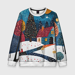 Детский свитшот Новогодняя ночь пейзаж