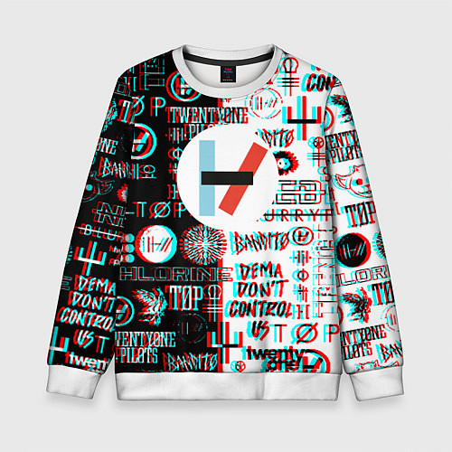 Детский свитшот Twenty one pilots glitch pattern / 3D-Белый – фото 1